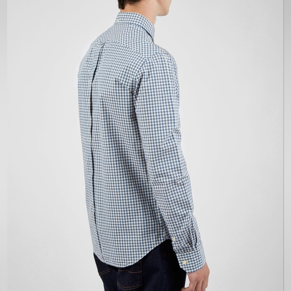 Ben Sherman Shirt Long Sleeve Button Down Gingham Checkered Plaid Blue White L - Picture 2 of 14
